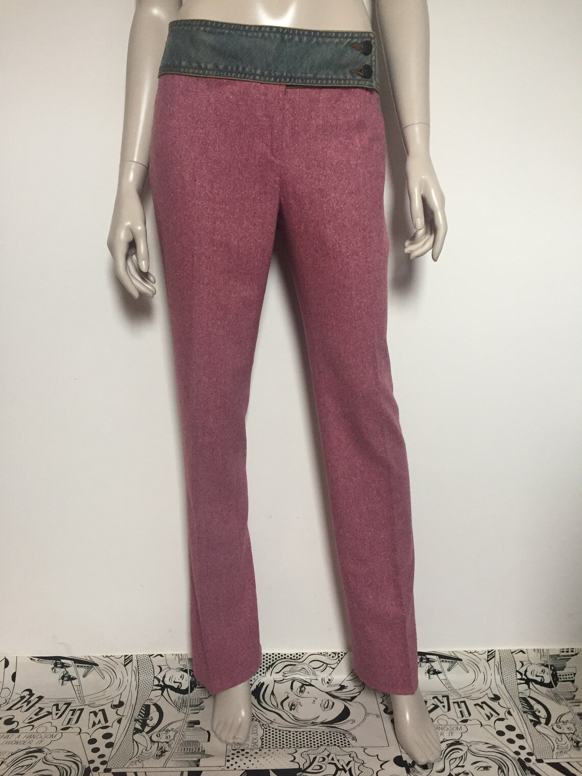 Vintage women's wool silk pink KOOKAI trousers size 40 | Etsy