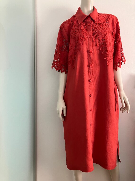 chinese dress ladies Universal Standard Womens Plus Seaside Linen Shirtdress