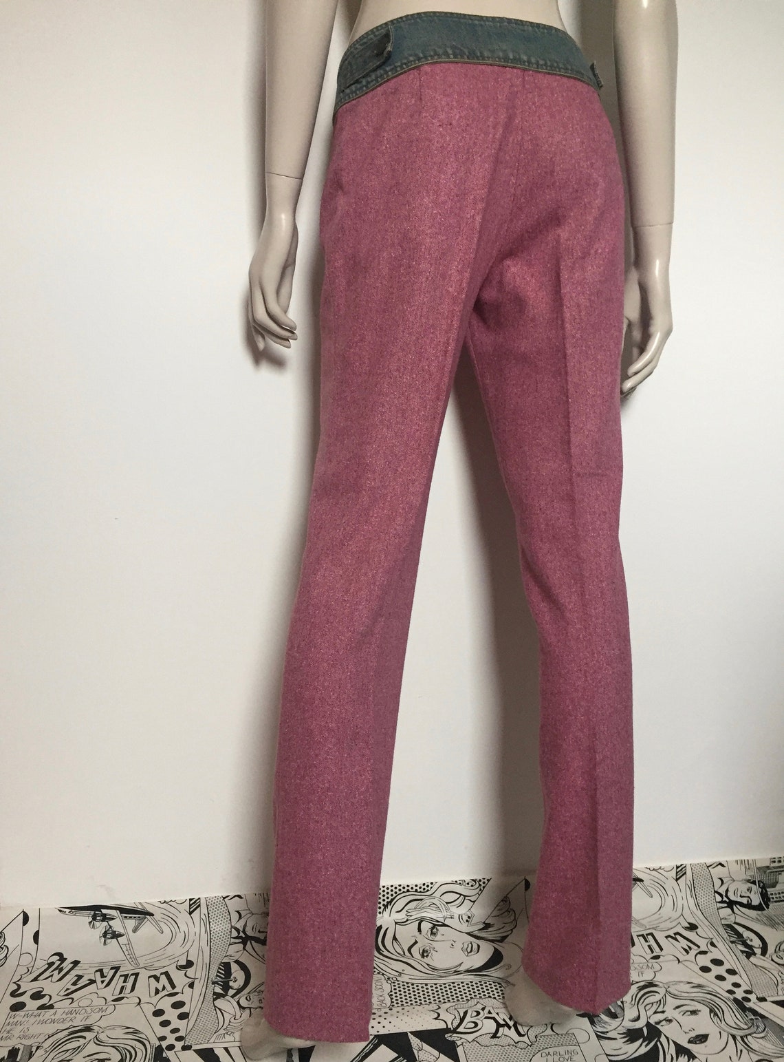 Vintage women's wool silk pink KOOKAI trousers size 40 | Etsy
