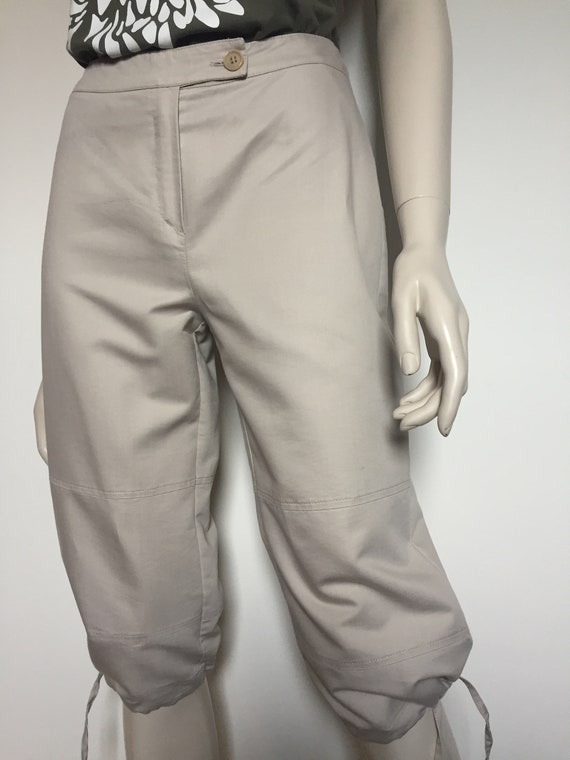 Vintage Women's Beige MAX&CO Wide Capri Pants Str… - image 5