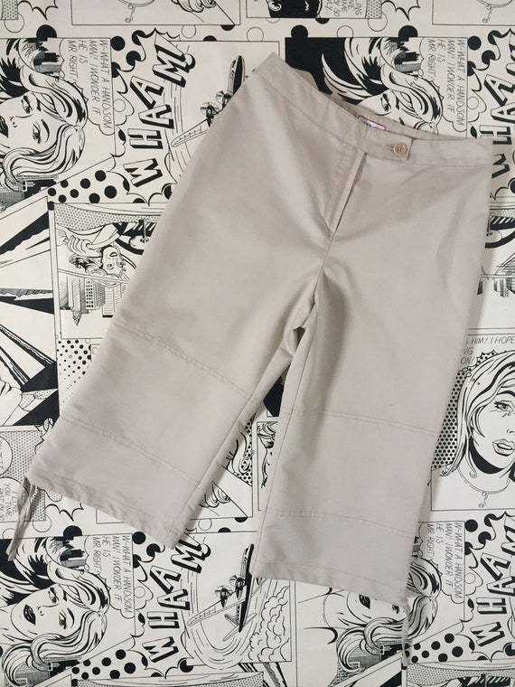 Vintage Women's Beige MAX&CO Wide Capri Pants Str… - image 8