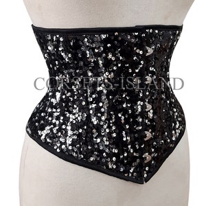 Sequin Corset , Heavy Duty Underbust Waist Trainer Double Steel