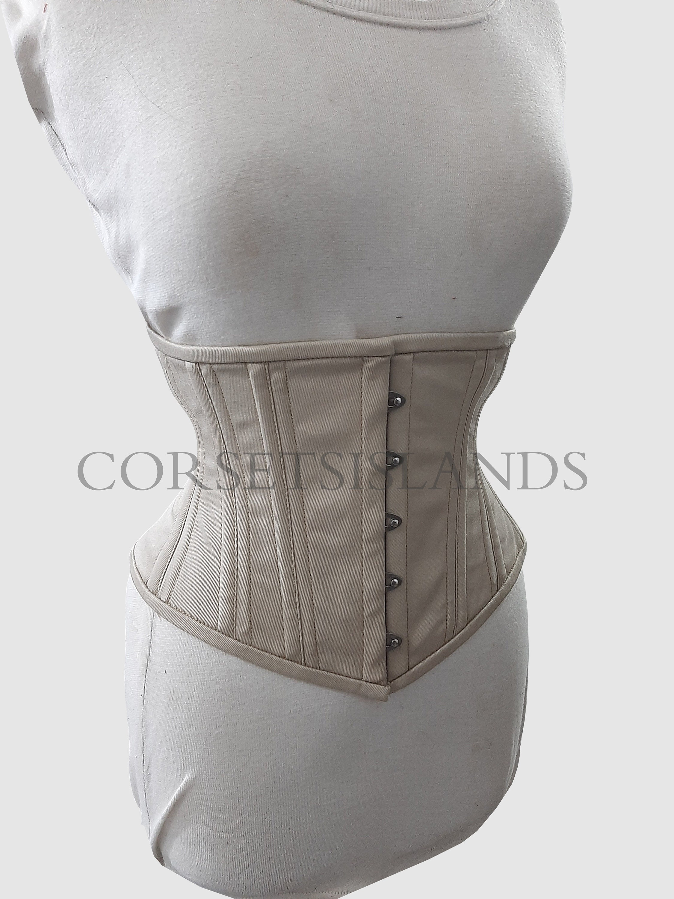 Short Nude Satin Steelboned Authentic Waspie Corset for Tight