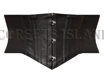 Ceintures corset Waspie Ceinture Obi pour femmes en cuir de mouton véritable Désossé en acier Ceinture large extensible et élastique à la taille Ceintures noires taille haute