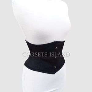 Women's Weight Loss Corset , Heavy Duty Steel Boned Cotton Waspie Underbust Tight Lacing Black Corset Waspie Corset image 1