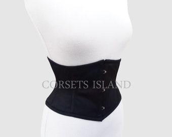 Women's Weight Loss Corset , Heavy Duty Steel Boned Cotton Waspie Underbust Tight Lacing Black Corset Waspie Corset