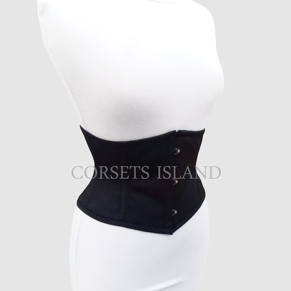 Corset de perte de poids pour femmes, corset de Waspie en coton désossé en acier robuste sous le buste laçage serré Corset noir Waspie Corset