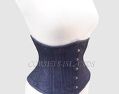 Women Underbust Denim Corset Double Steel Boned Corset Waist Trainer Heavy Duty Shape Clincher Corset