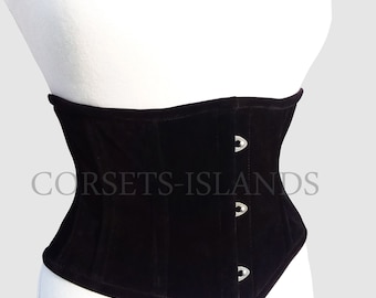 Corset pour femme pour la perte de poids Corset de laçage serré en velours désossé en acier robuste Waspie Underbust