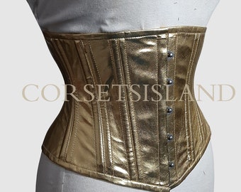 Double Steel Boned Corset , Twill Cotton Underbust Conical Corset , Waist  Trainer Black Corset 