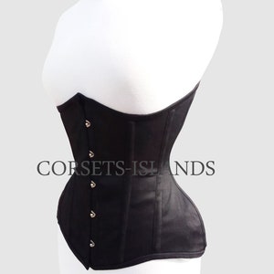 Cotton Corset Underbust Waist Trainer Steel Boned Wider Hips Long Back Heavy Duty Corset