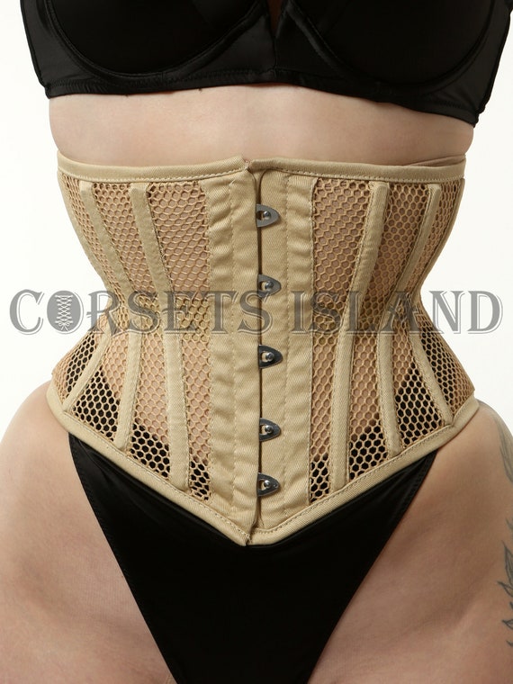 Skin Women's Waist Trainer Corset , Steel Boned Corset , Underbust Shaper Weight  Loss Corset , Beige / Skin Mesh Corset 