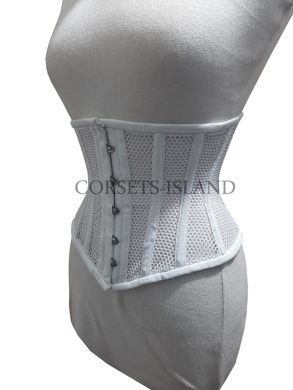 Mesh Corset , White Corset , Steel Boned Corset , Tight Lacing Lace up Waist  Trainer Women's Underbust Corset -  Ireland