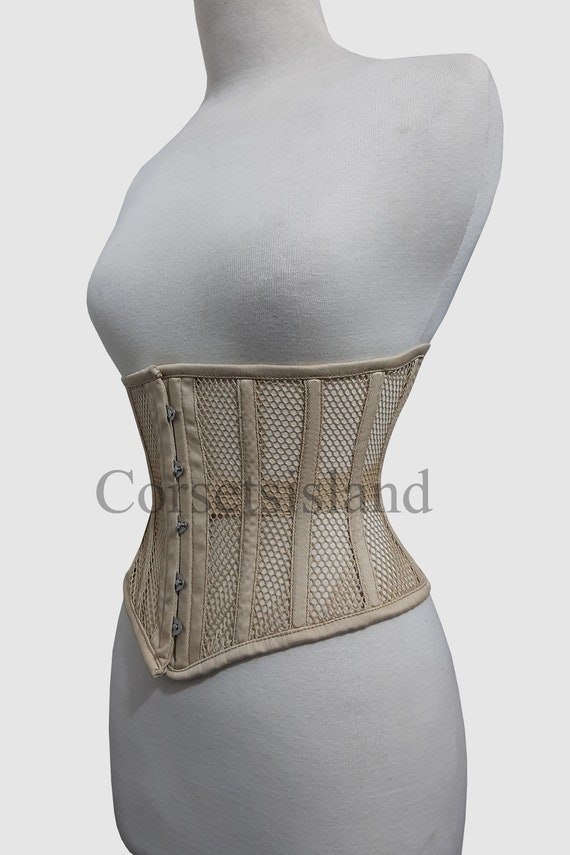 Heavy Duty Women's Waist Trainer Beige Corset , Steel Boned Corset ,  Underbust Shaper Weight Loss Corset , Mesh Corset -  Canada