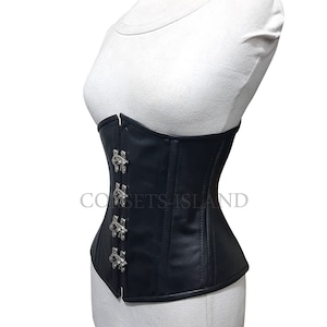 Genuine Leather Corset , Women's Underbust Corset , Shaper Waist Trainer Claps Closure Corset , Heavy Duty Steel Boned Corset