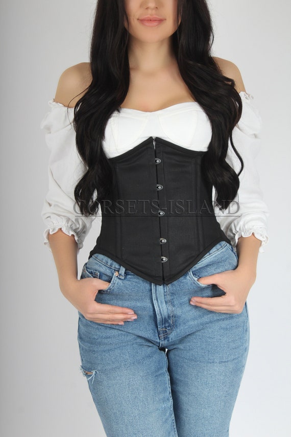 Black Cotton Corset, Steel Boned Corset