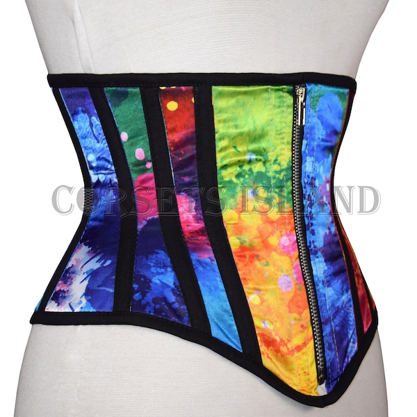 Corset multi résistant de satin de couleur, corset désossé en acier d'arc-en-ciel d'Underbust des femmes d'entraîneur de taille