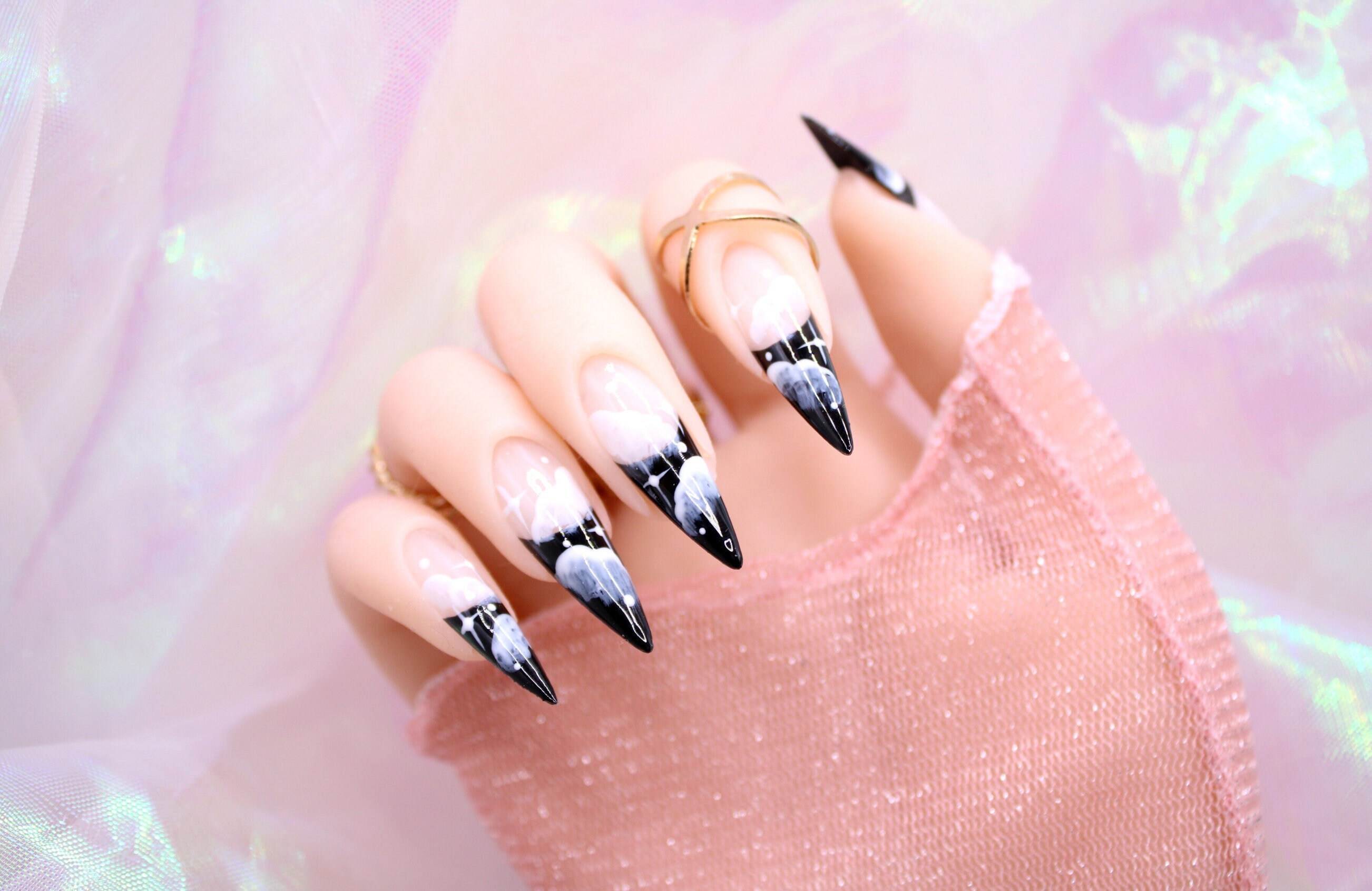French Tip Cloud Nails Press on Nails Gel Manicure - Etsy