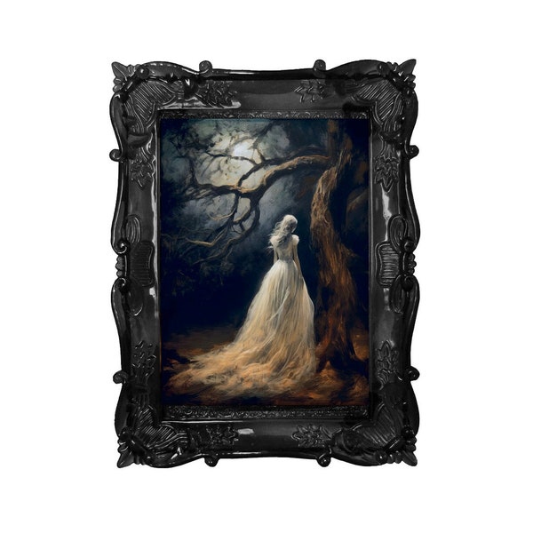 Oil Painting. The lost lady of the forest VII. Painting. Art print. original artwork. Gothic Home décor. Digital art.