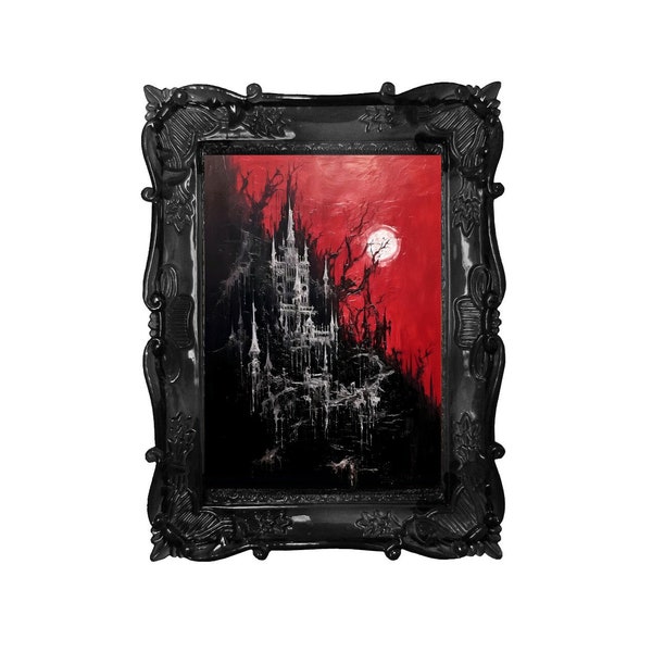 Oil Painting - Château of Blood. Painting. Art print. original artwork. Gothic Home décor. Digital art.