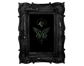 The deathly butterfly by moonlight. Gothic home decor - Wall art