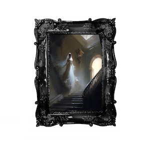 Oil Painting. Faceless lady of the Château VII. Painting. Art print. original artwork. Gothic Home décor. Digital art.