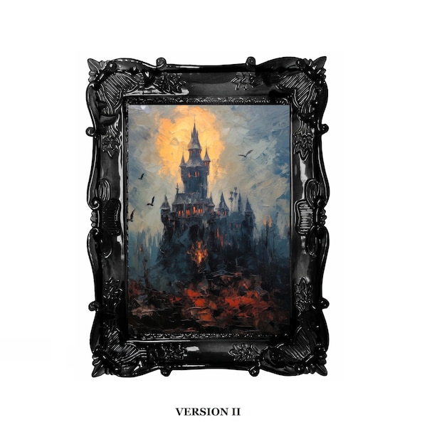 Dracula's deathly castle - Oil painting. Dark Series. Art print and poster. Artwork Gothic home decor gift.