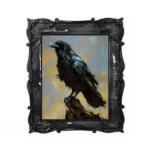 Oil Painting. The Dark Raven I. Painting. Art print. original artwork. Gothic Home décor. Digital art.