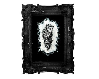 The owl by moonlight. Home decor - Poster wall art.