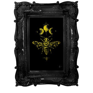 The deathly Bee - Yellow. Gothic home decor - Wall art