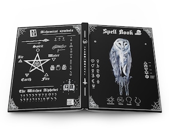 Book of Spells - Hardcover Journal Matte. Gothic spell book - Journal. Silent Owl version