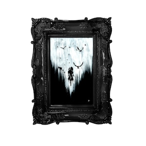 The Raven. Gothic, Ravin, forest, witch, witchcraft and dark art. Original Artwork by alexkempart. Gothic Home decor- Wall art