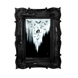 The ravens call her. Gothic, Ravin, forest, witch, witchcraft and dark art. Gothic Home decor - Wall art