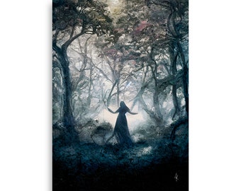 The dancing witch. Original art/painting. High quality Enhanced Matte poster. No frame poster.