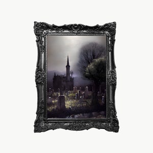 Shades of the Graveyard. Oil Painting. Landscape. Art print. original artwork. Gothic Home décor.