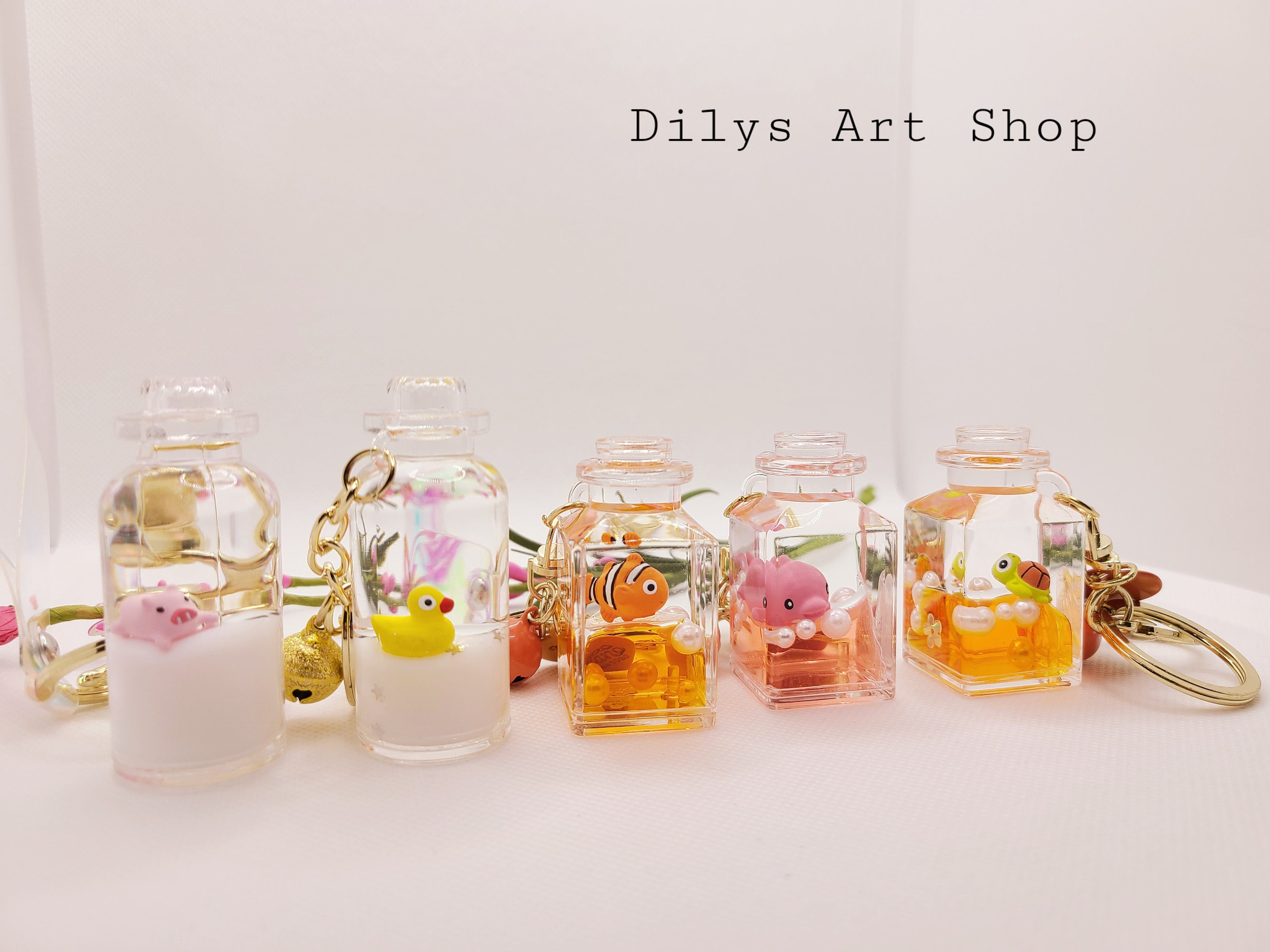 Cute Liquid Bottle Animal Keychain with Mini Bell and Nice Tag Etsy