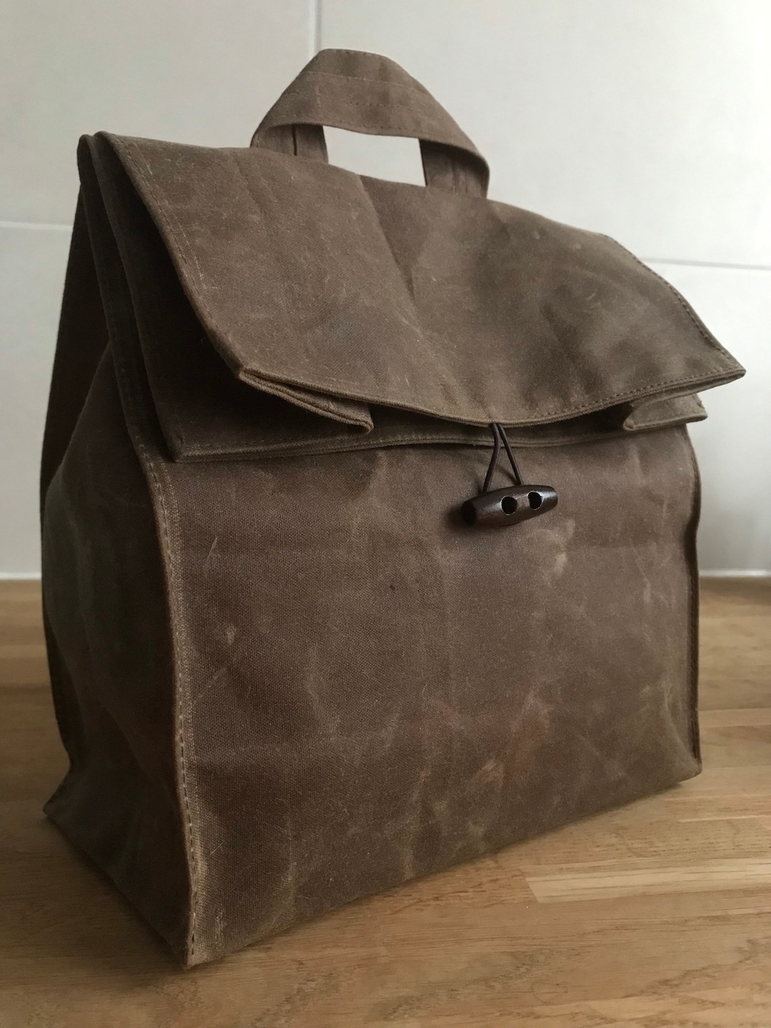 Waxed Cotton Canvas Lunch Sack Fold Over Lunch Bag. Reusable - Etsy UK