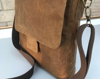 Waxed Cotton Canvas Messenger Style, Cross Body Bag