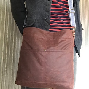 Waxed Cotton Canvas Cross Body Messenger Style Bag with choice of webbing strap.