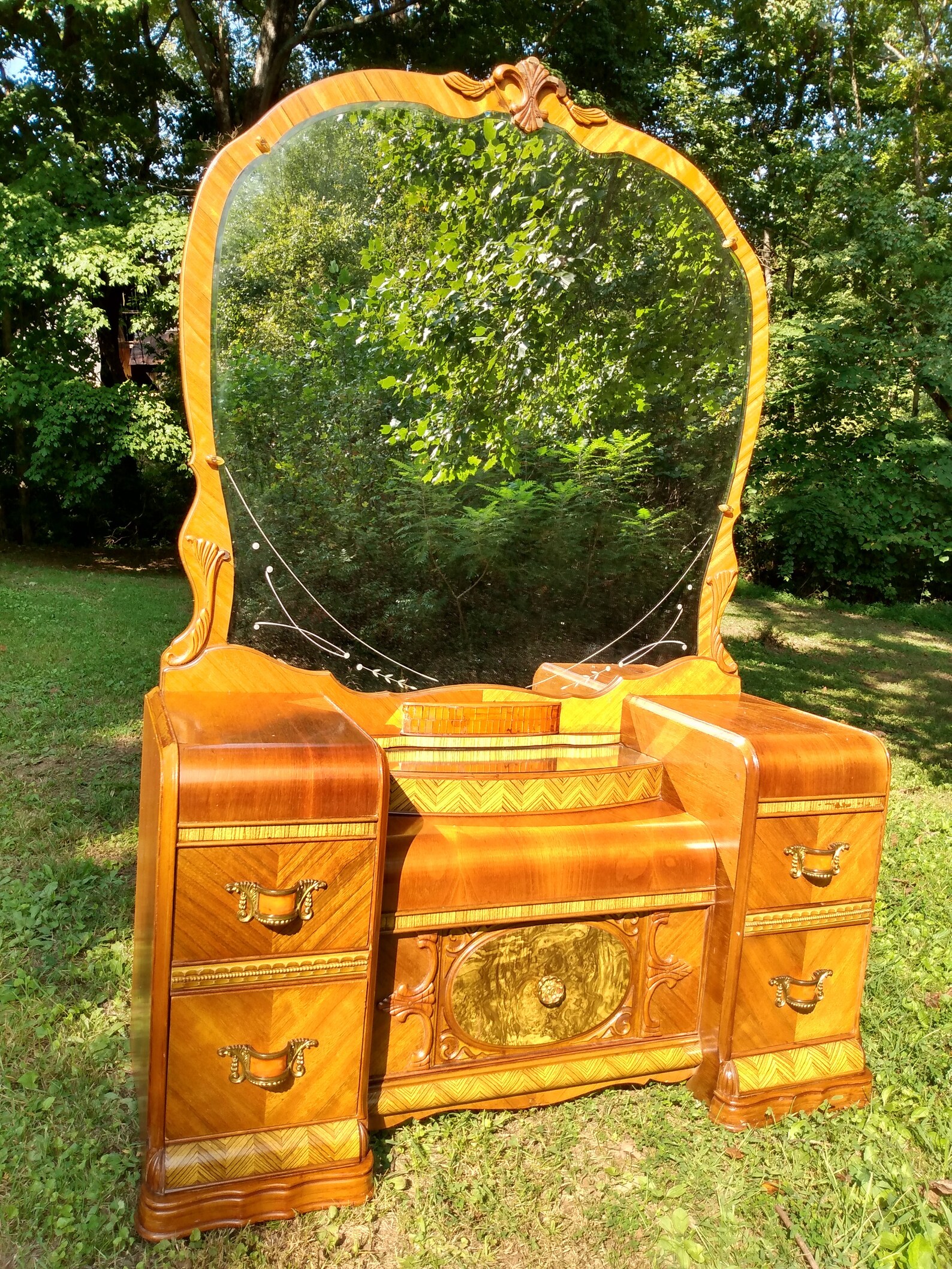 Unique Antique Art Deco Waterfall Gentlemen's Etsy