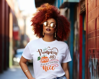 Pumpkin Spice & Everything Nice PNG | Fall Coffee Design | Autumn Pumpkin Sublimation | Coffee Lover Shirt Design | Digital Download