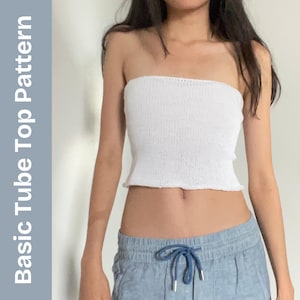 KNITTING PATTERN: Basic Tube Top Beginner Friendly Made to Measure Customizable Swim and Beach Cover Up Digital Download Printable PDF