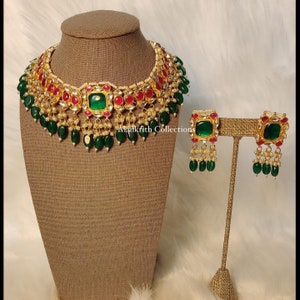 Multi color necklace / Kundan necklace / Gold plated necklace / Indian necklace / Pendent set / Indian jewelry / Necklace set / Pachi set