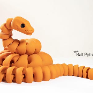 Articulated 3D Printed Python Snake – Realistic Flexible Fidget Toy – Sensory Animal Colors