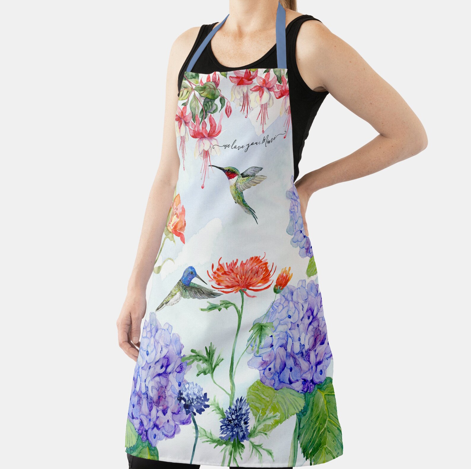 Personalized Aprons Floral We Love You Mimi Hummingbird Etsy