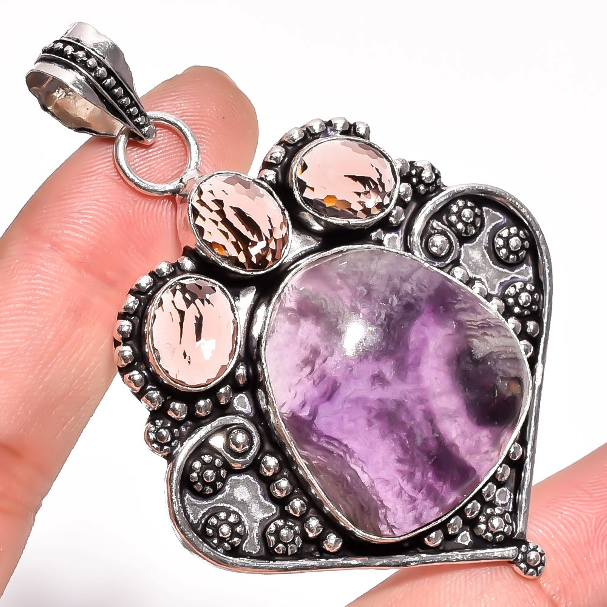 Details about 925 Sterling Silver Elegant Pendant with a Rainbow Fluorite Cabochon Necklace Details about 925 Sterling Silver Elegant Pendant with a Rainbow Fluorite Cabochon Necklace
