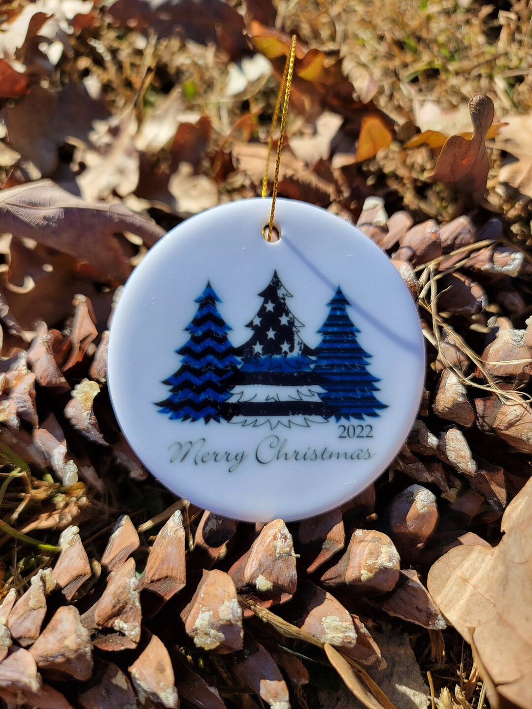 Thin Blue Line Christmas Tree Ornament Etsy