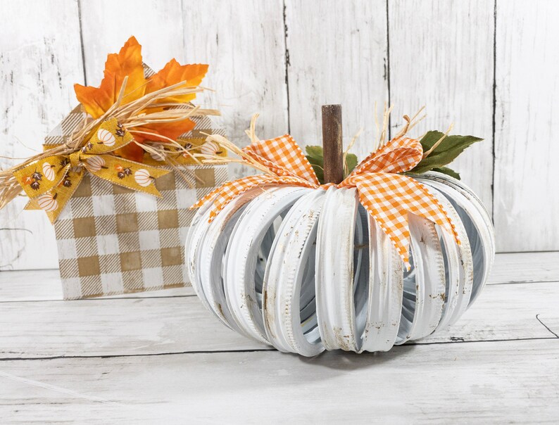 Mason Jar Lid Pumpkins Canning Jar Lid Pumpkin White Etsy