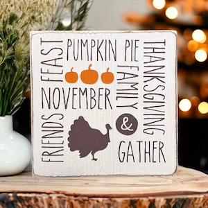 Thanksgiving Farmhouse Sign: Fall Tiered Tray Decor (5x5 in)