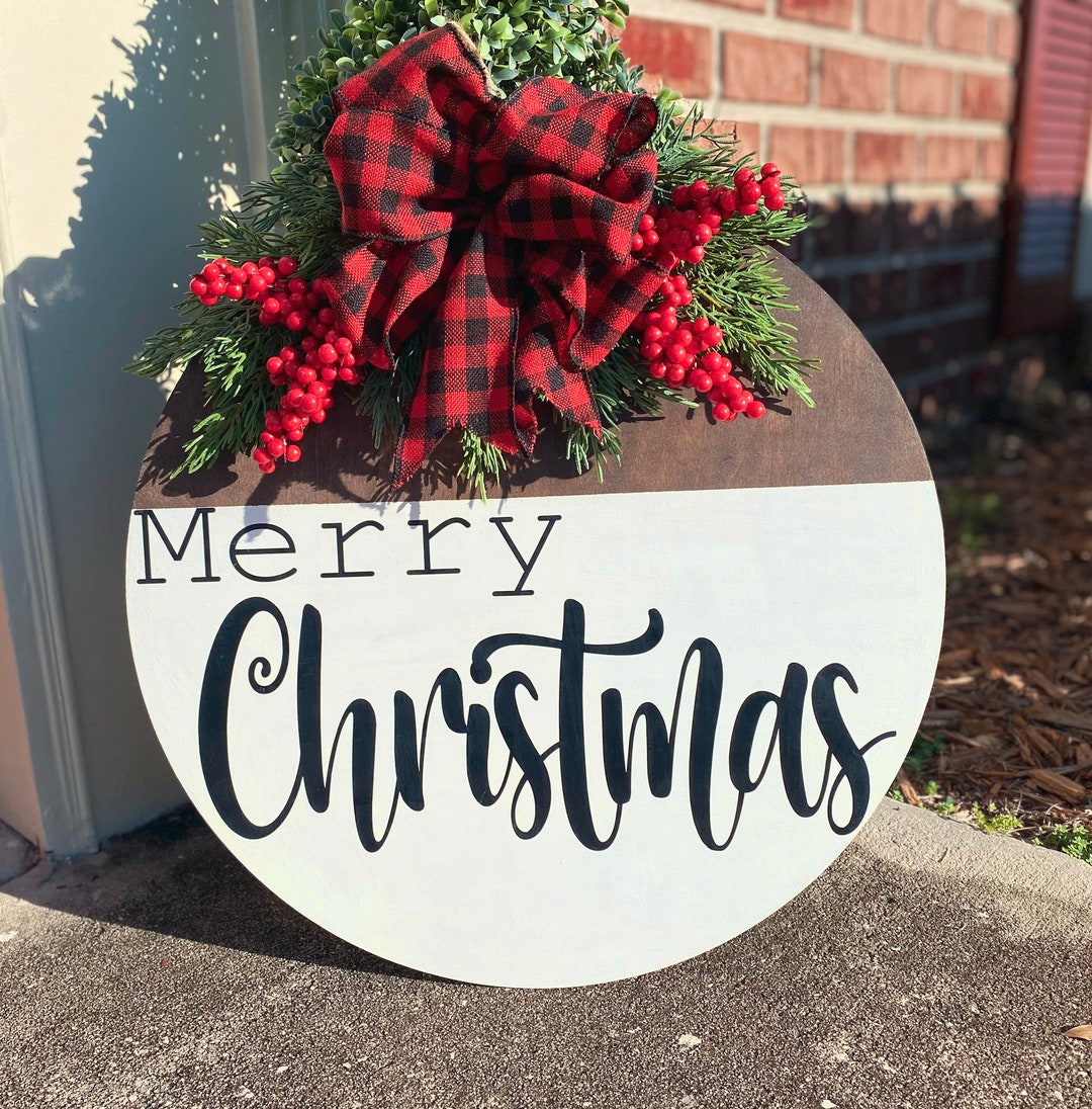 Christmas Door Hanger Merry Christmas Holiday Decor Christmas Door Sign
